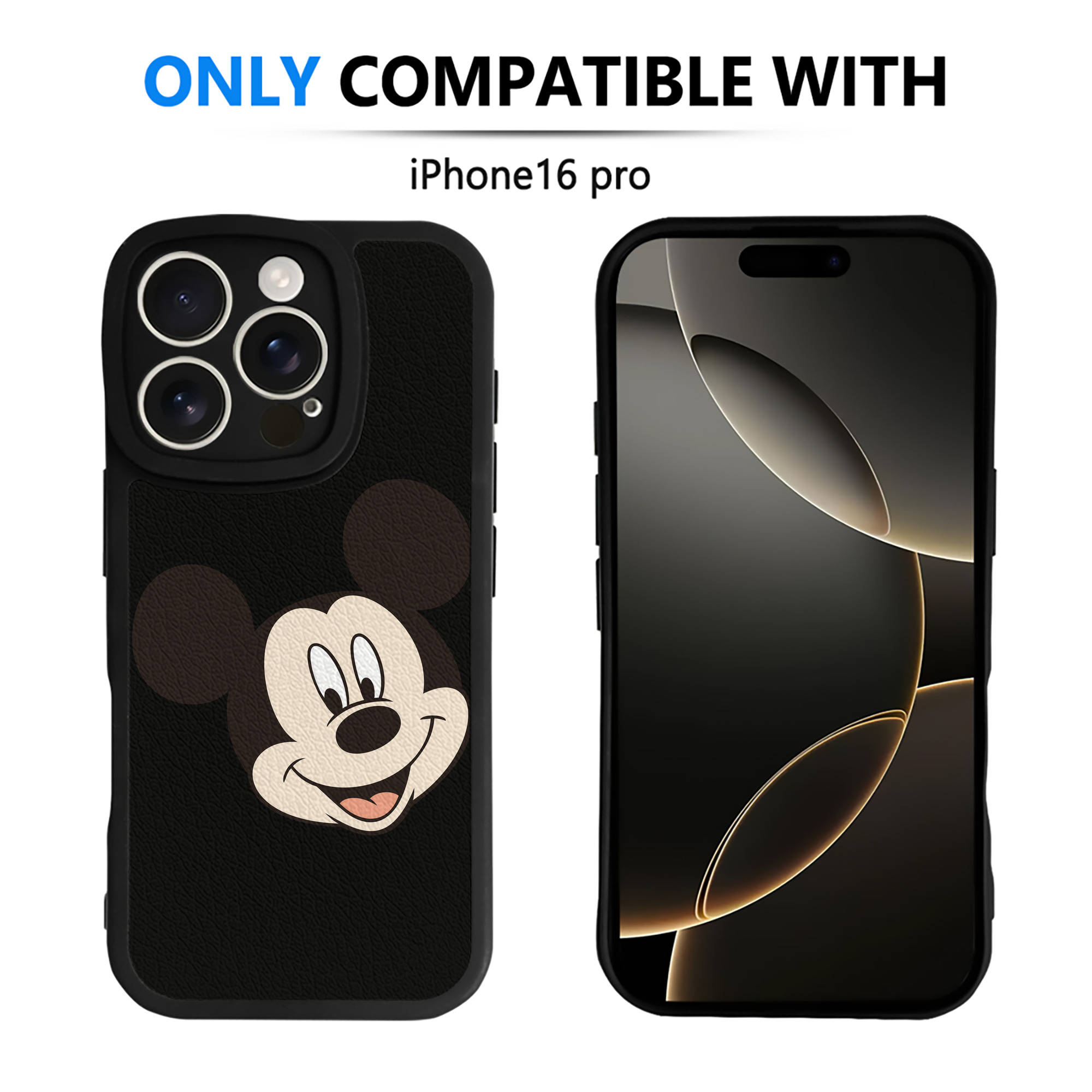 （画像用） ミッキーマウス Mickey Mouse 【iPhone 16シリーズ対応】シリコンスマホケース（レザー調） 材質：シリコン